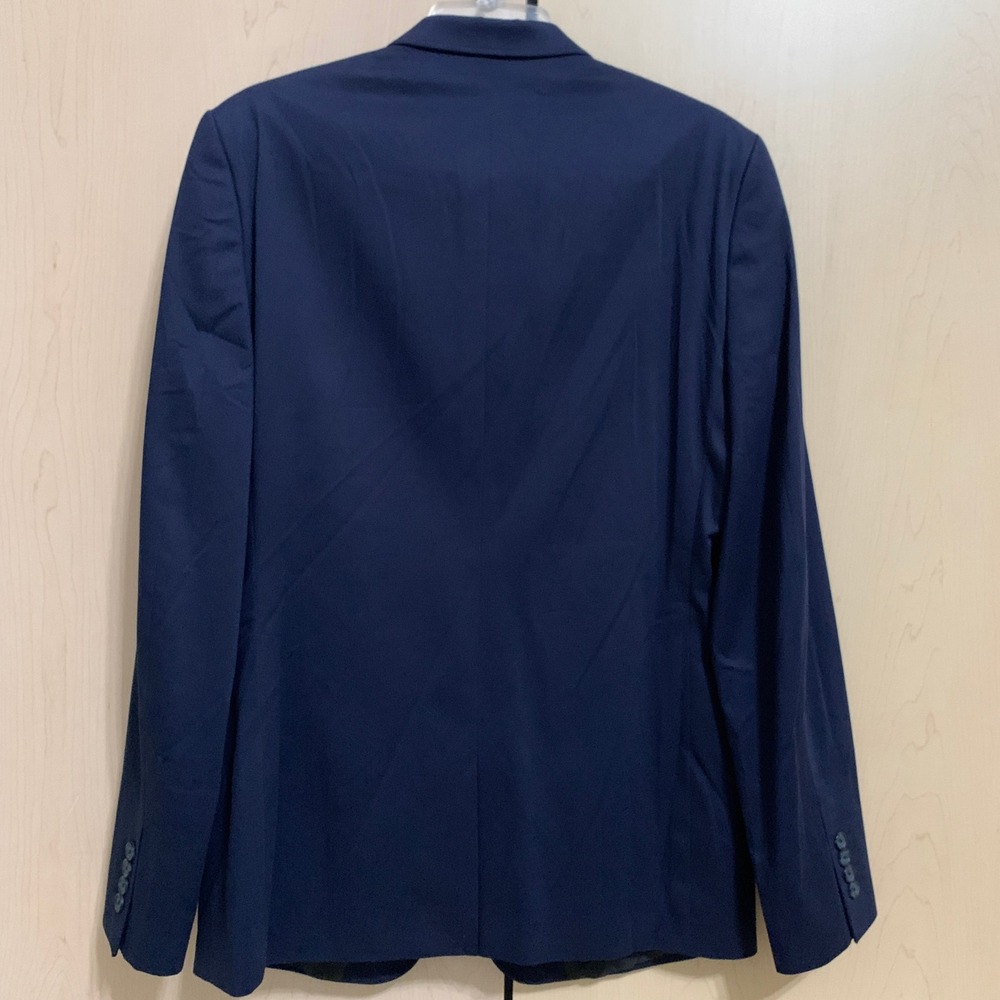 NWT ASOS Men's Navy Blue Slim Fit Blazer Jacket 40 Tall X-Long Cotton Blend - Picture 2 of 16